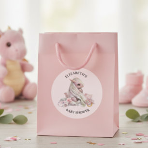 Blue Dragon Watercolor Babydusche Runder Aufkleber