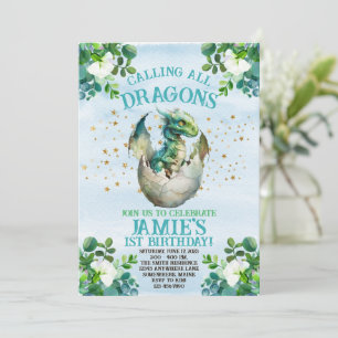 Blue Dragon Watercolor Invitations d'anniversaire