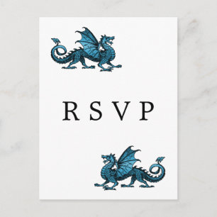 Blue Dragon Wedding RSVP Postcard Einladungspostkarte