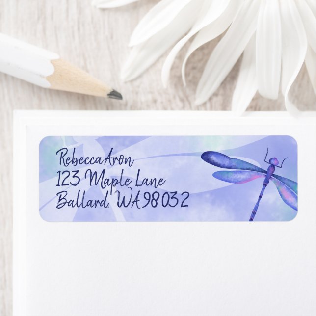 Blue Dragonfly Address Mailing Label (Insitu)