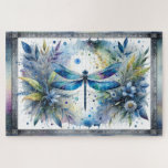 Blue Dragonfly Botanical Watercolor<br><div class="desc">A luminous blue dragonfly spreads delicate wings across a dreamy watercolor botanical scene, surrounded by soft florals, airy leaves, and scattered paint splashes. Shades of sapphire, teal, indigo, and gentle pastel greens blend into a light, painterly background that feels calm and enchanting. The dragonfly’s iridescent wings shimmer with layered watercolor...</div>