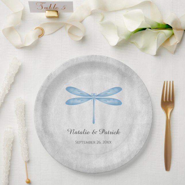 Blue Dragonfly Hochzeitspapier-Teller Pappteller (Hochzeit)