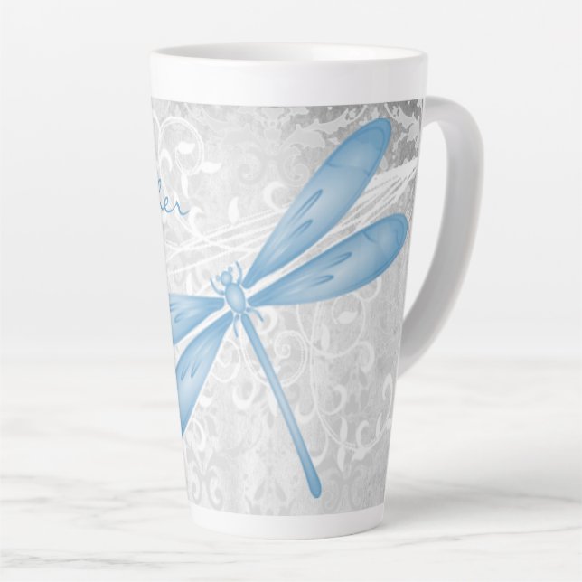 Blue Dragonfly Personalisiert Latte Tasse (Rechte Ecke)