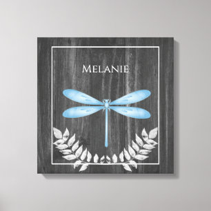 Blue Dragonfly Rustic Canvas Print Leinwanddruck