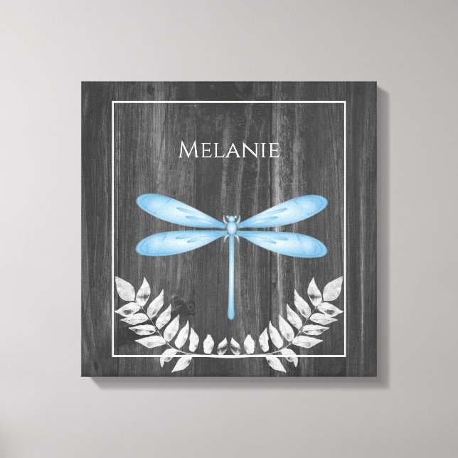 Blue Dragonfly Rustic Canvas Print Leinwanddruck (Vorderseite)