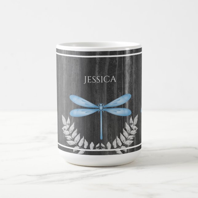 Blue Dragonfly Rustikale Personalisierte Kaffee Ta Kaffeetasse (Mittel)