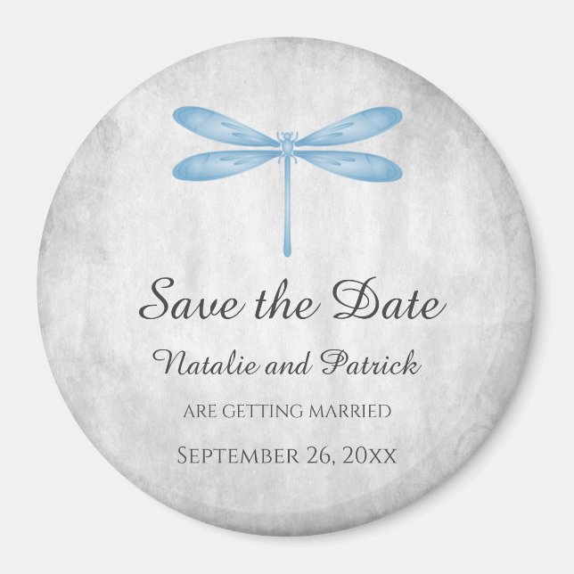 Blue Dragonfly Save the Date Magnet (Vorne)