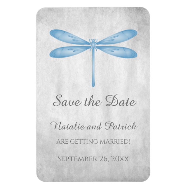 Blue Dragonfly Save the Date Magnet (Vertikal)