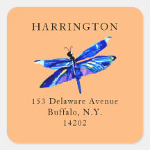 Blue Dragonfly Terra Cotta Rücksendeadresse