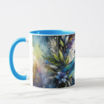 Blue Dragonfly Watercolor Botanical