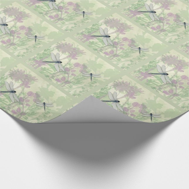 Blue Dragonfly Wrapping Paper Geschenkpapier (Ecke)