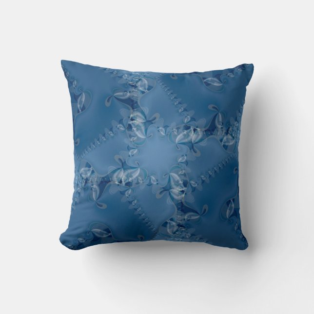 Blue Dream Lacy Abstrakte Wirbel Kissen (Vorderseite)