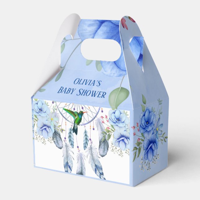 Blue Dreamcatcher Hummingbird Boy Baby Dusche Geschenkschachtel (Vorderseite)