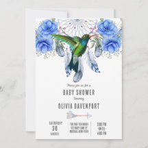Blue Dreamcatcher Hummingbird Boy Baby Showdusche