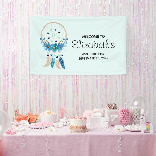 Blue Dreamcatcher Stylish Boho Design Geburtstag Banner (Party)