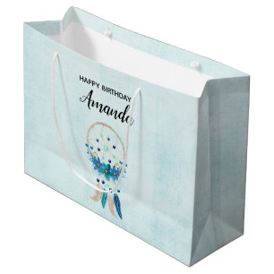 Blue Dreamcatcher Stylish Boho Design Geburtstag Große Geschenktüte