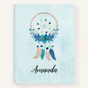 Blue Dreamcatcher Stylish Boho Design Notizbuch