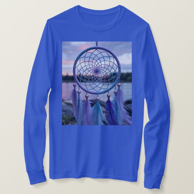 Blue Dreamcatcher Sunset Sky T - Shirt (Design vorne)