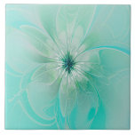 Blue Dreams Modern Flower Tile Fliese<br><div class="desc">A soft and delicate modern pale flower design on background of blue.</div>