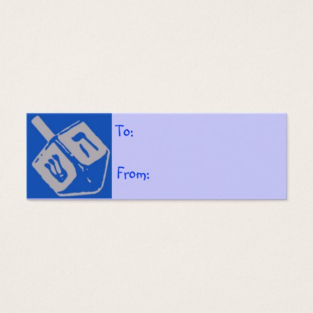 Blue Dreidel Hanukkah Gift Tags (Vorderseite)