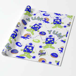 Blue Dreidel Monsters für Hannukah Geschenkpapier