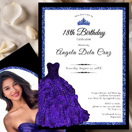 Blue Dress and Tiara 18th Birthday Debut Einladung