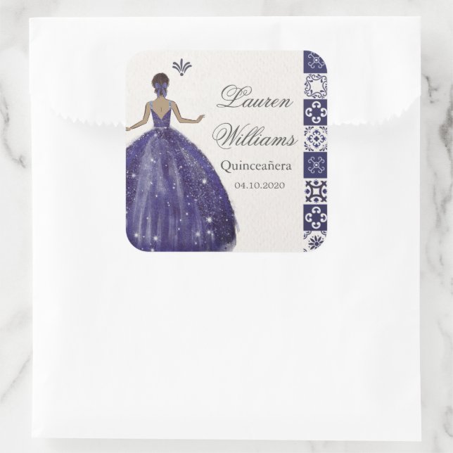 Blue Dress Artistic Tiles Quinceañera Sticker (Tasche)