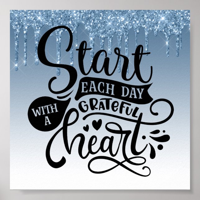 Blue Driving Glitzer Inspiration Zitat Poster (Vorne)