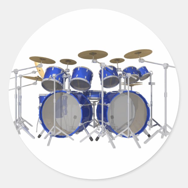 Blue Drum Kit: 10 Stück: Runder Aufkleber (Vorderseite)