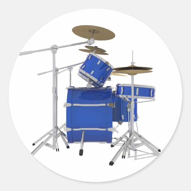 Blue Drum Kit: Runder Aufkleber (Vorderseite)