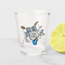 Blue Drum Set & Guitar Shot glass