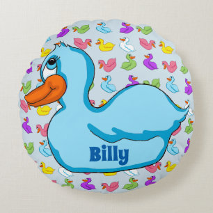 Blue Duck Round Pillow Rundes Kissen
