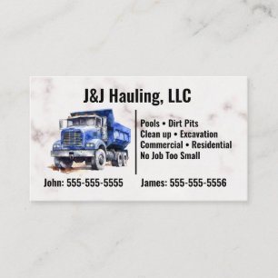 Blue Dump Truck Business Card Visitenkarte