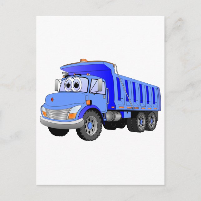 Blue Dump Truck Cartoon Postkarte (Vorderseite)