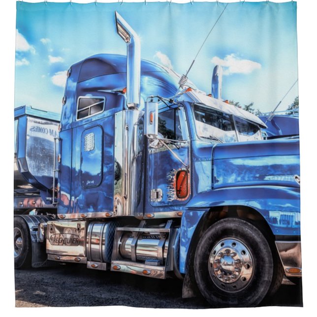 Blue Dump Truck Duschvorhang (Vorderseite)