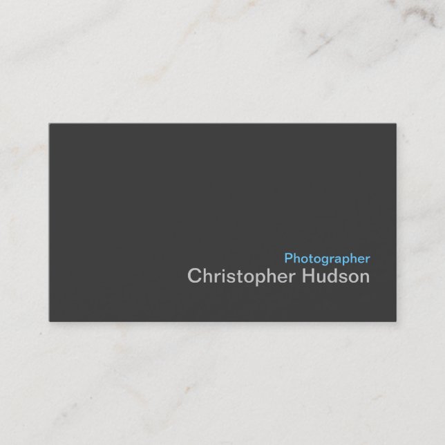 Blue Dunkel Gray Fotograf Standard Business Card Visitenkarte (Vorderseite)