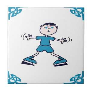 Blue Dutch Boy Ice Skate Fliese