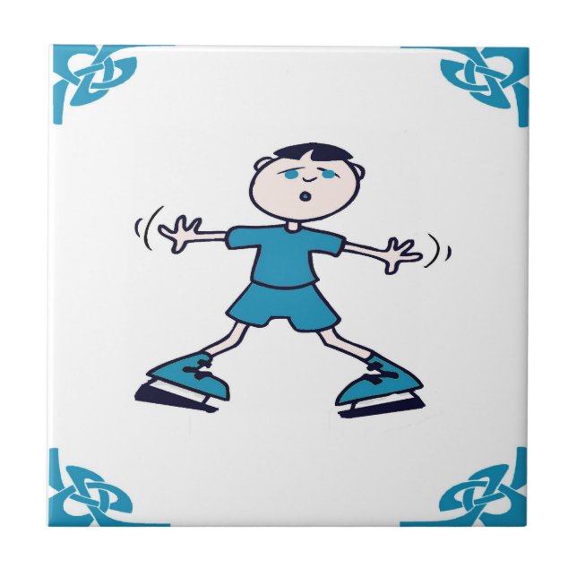 Blue Dutch Boy Ice Skate Fliese (Vorderseite)