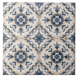 Blue Dutch Delft Pattern Fliese
