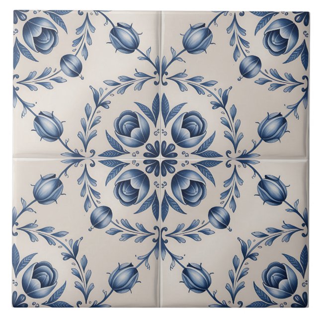Blue Dutch Delft Pattern  Fliese (Vorderseite)