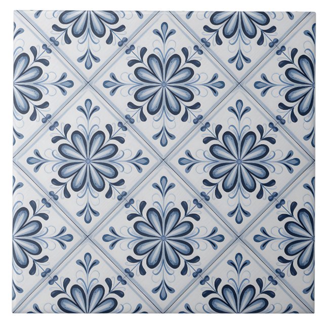 Blue Dutch Delft Pattern  Fliese (Vorderseite)