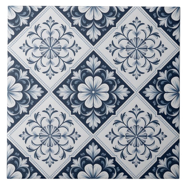 Blue Dutch Delft Pattern  Fliese (Vorderseite)