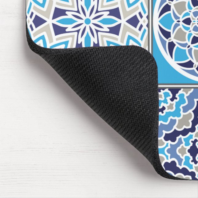 Blue Dutch Tile Pattern Mousepad (Ecke)