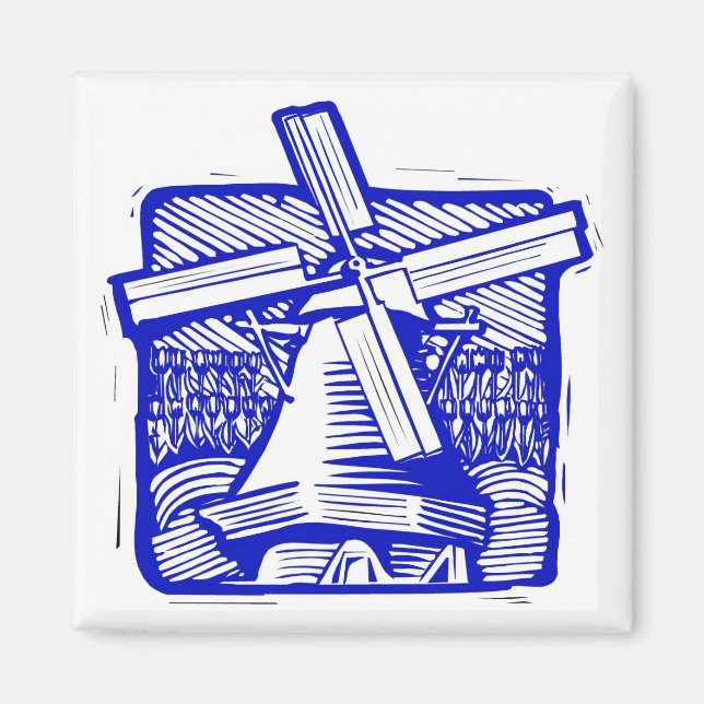Blue Dutch Windmill Magnet (Vorne)