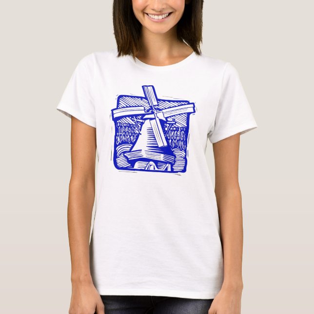 Blue Dutch Windmill T-Shirt (Vorderseite)