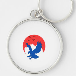Blue Eagle Silhouette mit Red Moon Schlüsselanhäng Schlüsselanhänger
