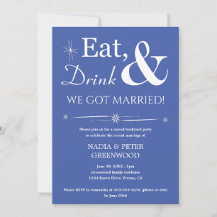 Blue Eat Drink Wir Got Verheiratetes Foto Eloped P Einladung