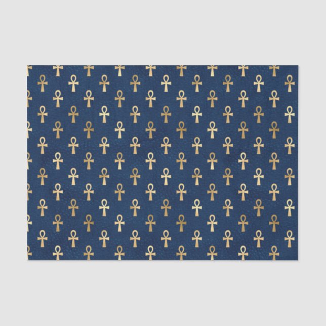 Blue Egyptian Ankh Tissue Paper | Einzigartiges Wr Seidenpapier (Vorderseite)