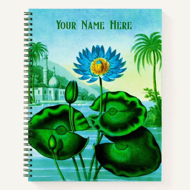 Blue Egyptian Water Lily / Lotus Journal Notizbuch (Vorderseite)