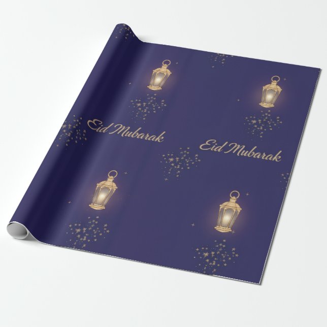 Blue Eid Wrapping Paper Geschenkpapier (Ungerollt)